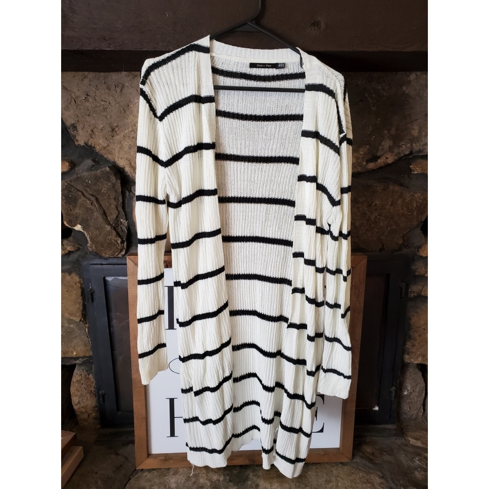 Boutique black and white stripe cardigan S/M